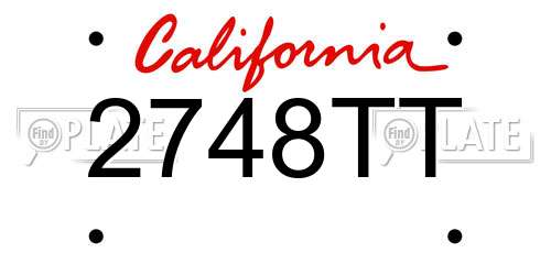 2748TT California License Plate