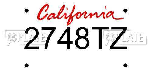 2748TZ California License Plate