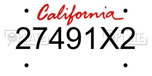 27491X2 California License Plate