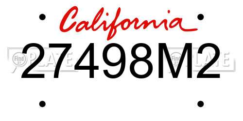 27498M2 California License Plate