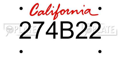 274B22 California License Plate