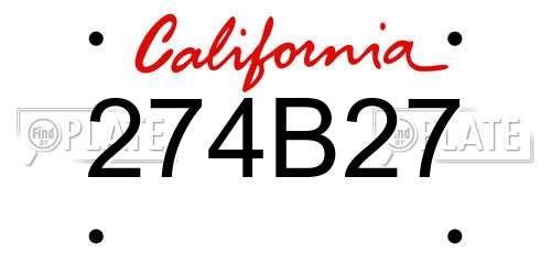 274B27 California License Plate