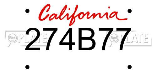 274B77 California License Plate