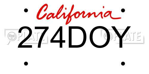 274DOY California License Plate