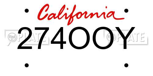 274OOY California License Plate