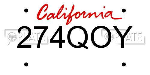 274QOY California License Plate