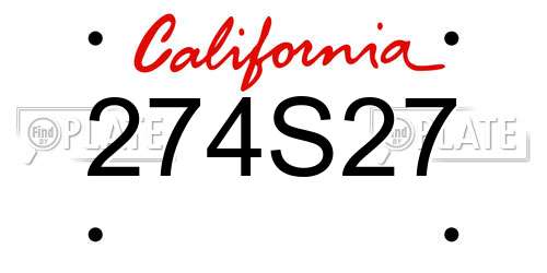 274S27 California License Plate
