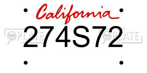 274S72 California License Plate