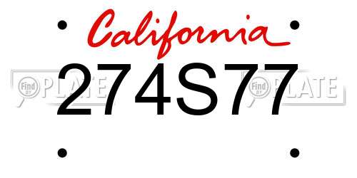274S77 California License Plate