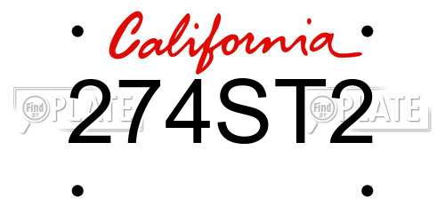 274ST2 California License Plate
