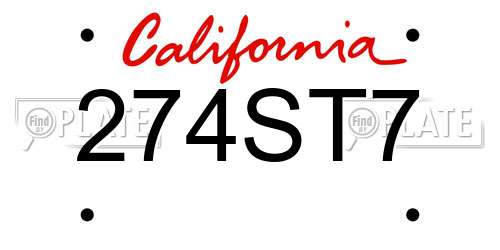 274ST7 California License Plate