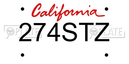 274STZ California License Plate