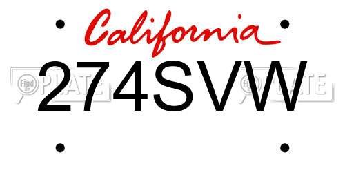 274SVW California License Plate