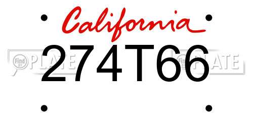 274T66 California License Plate