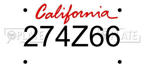 274Z66 California License Plate
