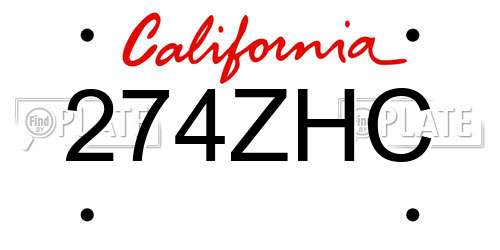 274ZHC California License Plate