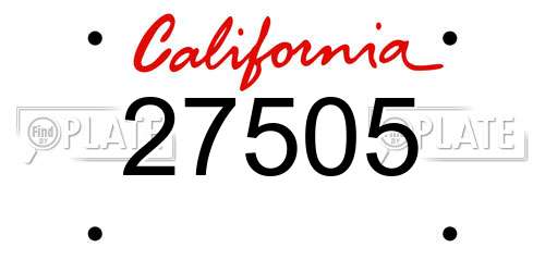 27505 California License Plate