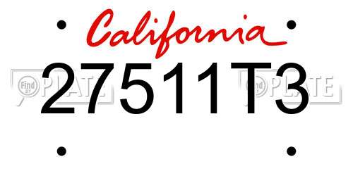27511T3 California License Plate