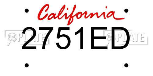 2751ED California License Plate