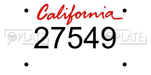 27549 California License Plate