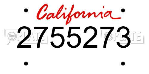 2755273 California License Plate