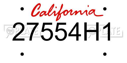 27554H1 California License Plate