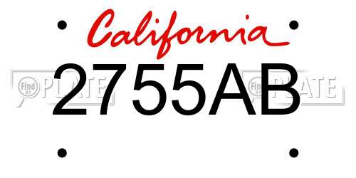 2755AB California License Plate