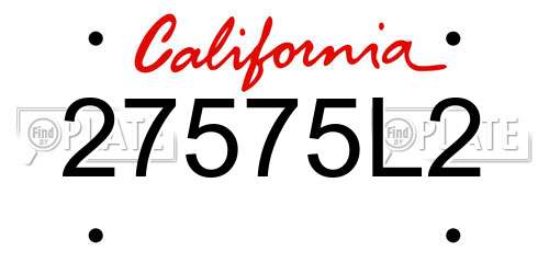 27575L2 California License Plate