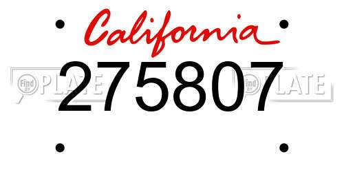 275807 California License Plate
