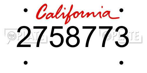 2758773 California License Plate