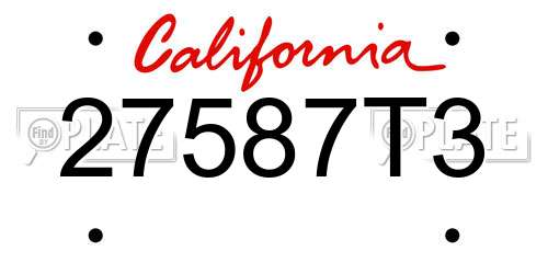 27587T3 California License Plate