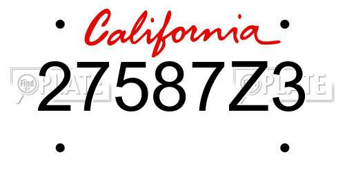27587Z3 California License Plate