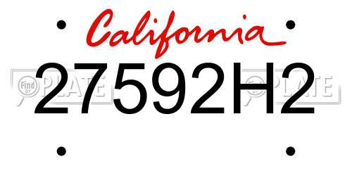 27592H2 California License Plate