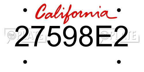27598E2 California License Plate