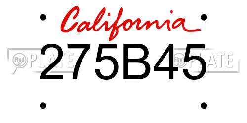 275B45 California License Plate