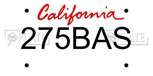 275BAS California License Plate