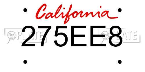 275EE8 California License Plate
