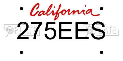 275EES California License Plate