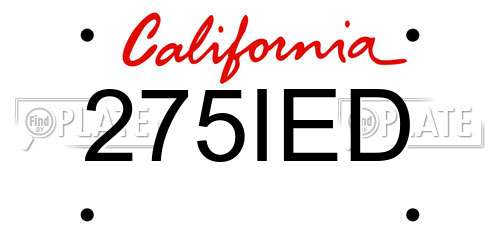 275IED California License Plate