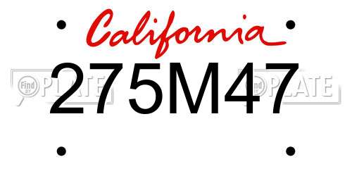 275M47 California License Plate
