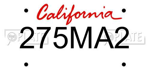 275MA2 California License Plate