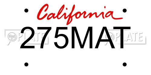 275MAT California License Plate