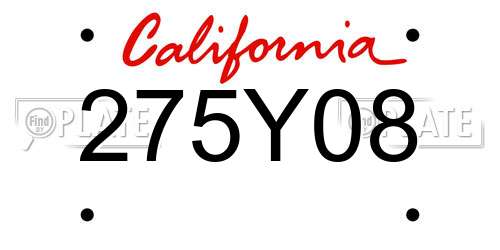 275Y08 California License Plate