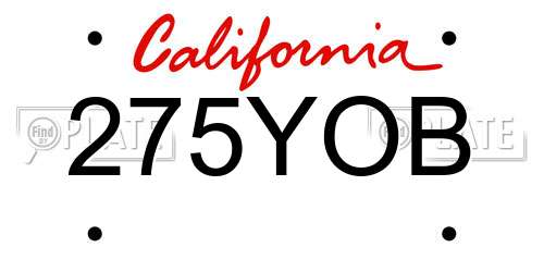 275YOB California License Plate