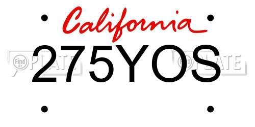 275YOS California License Plate