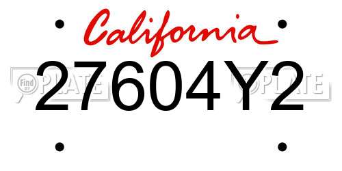 27604Y2 California License Plate