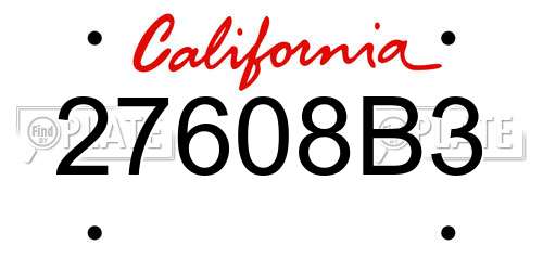 27608B3 California License Plate