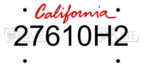 27610H2 California License Plate