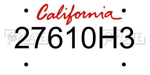 27610H3 California License Plate