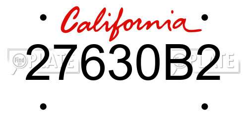 27630B2 California License Plate